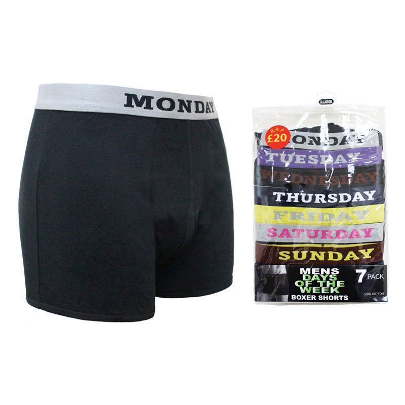 7 Pack Mens Days Of The Week Boxer Shorts - Medium