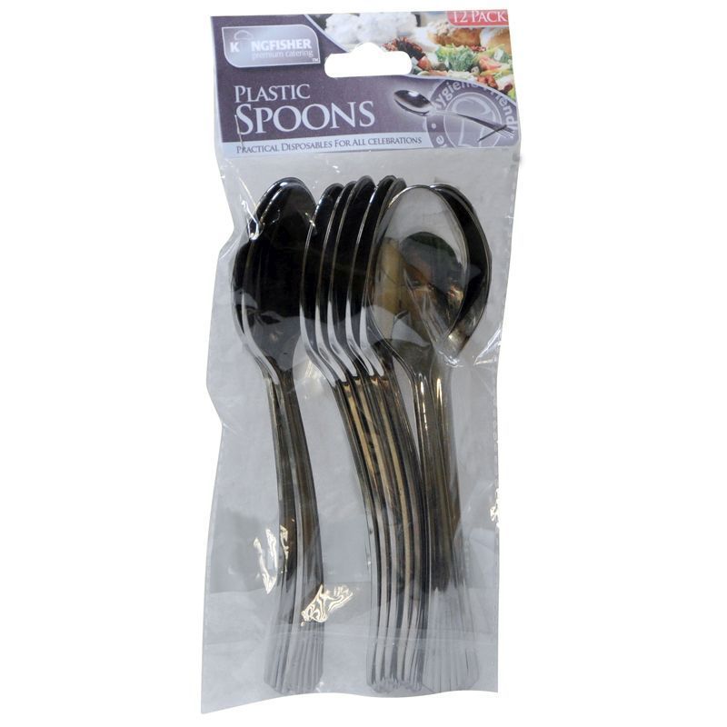 Kingfisher Premium Silver Colour Plastic Dessert Spoons (12 Pack)