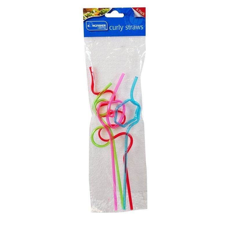 Kingfisher Plastic Curly Fun Straws (4 Pack)