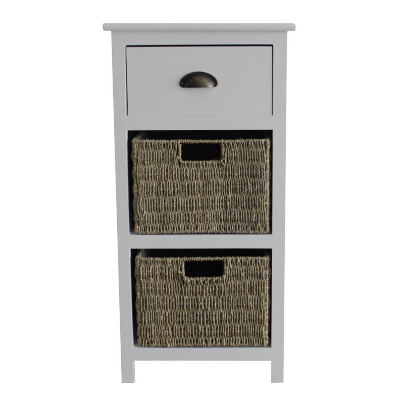 1 Drawer Cabinet With 2 Seagrass Baskets