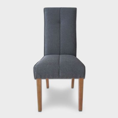 Milan Dining Chair Wood Fabric Blue Grey