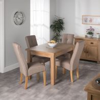 See more information about the Cotswold Oak Dining Table Set With 4 Brown Milan Chairs