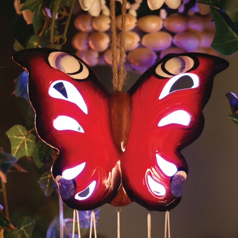 Ceramic Butterfly Windchime  Solar Light