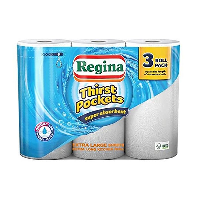 Regina Thirst Pockets Kitchen Roll 3 Pack