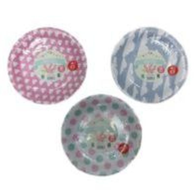 16 Pack of Paper Plates - Pink & Green Spots