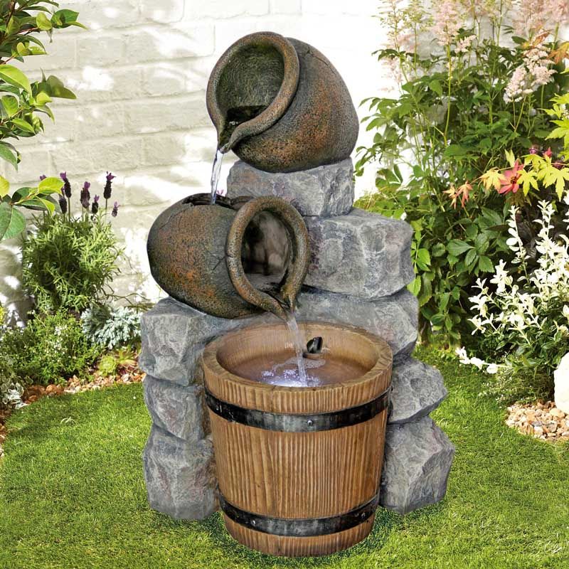 Spilling Pot Wall Water Feature With LED Light