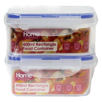 2 X Plastic Food Containers Rectangle 400ml Clear Essentials By Kitchen Collection