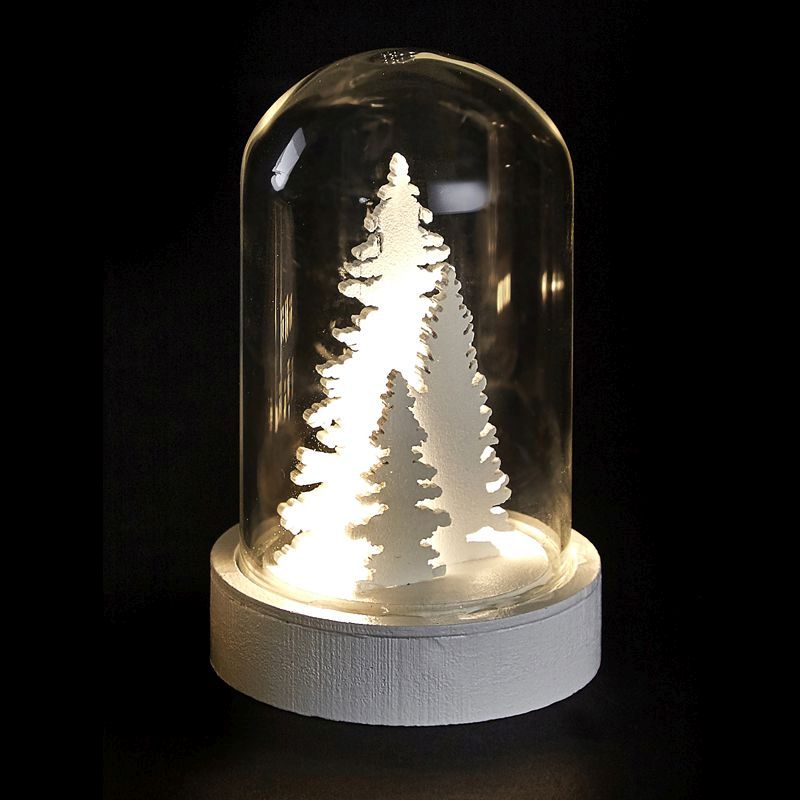 Warm White Trees LED Glassware Dome