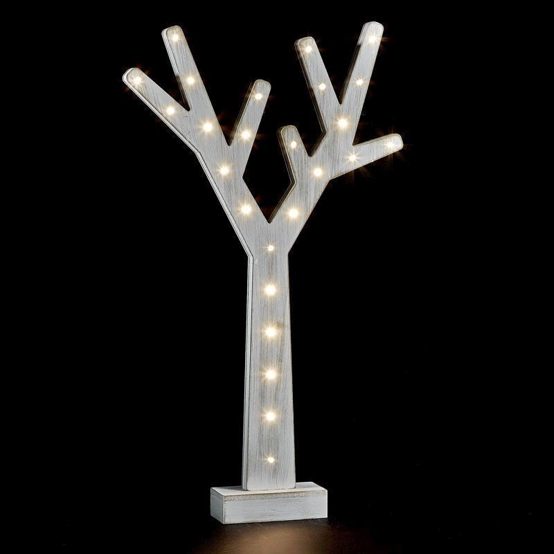 25 LED Bulb Wood Tree - Warm Light