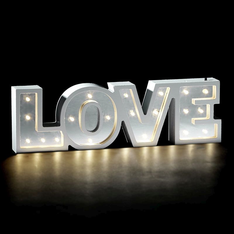 White Wood Love LED Decoration