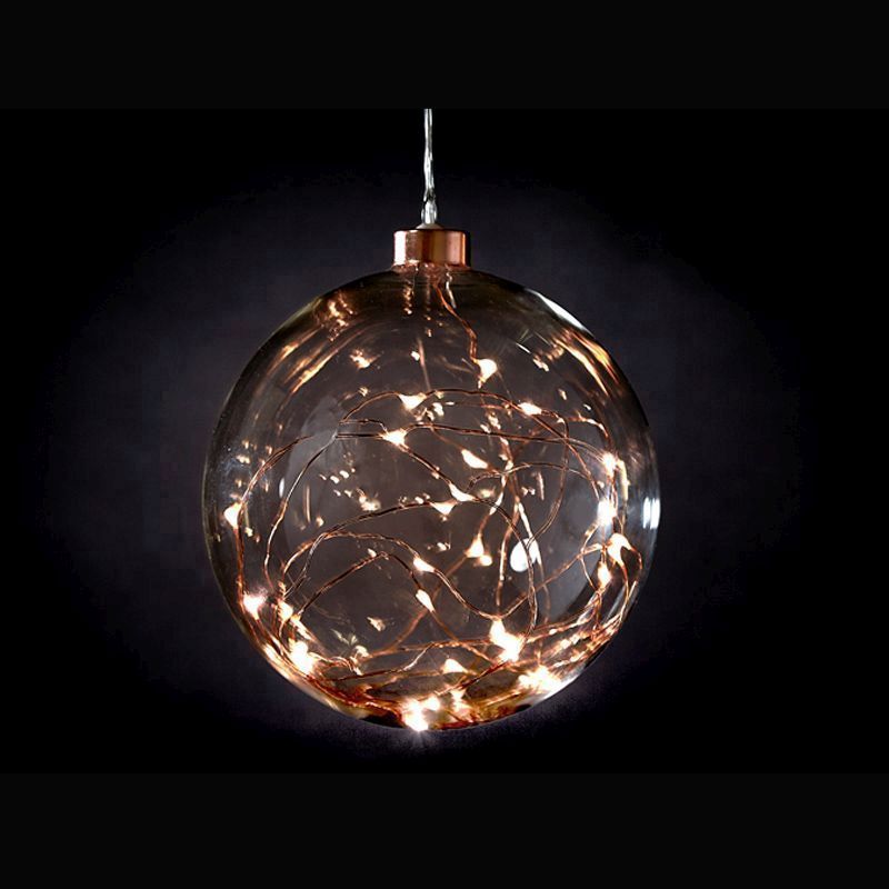 30 LED White Indoor Copper Bauble Light Decoration Battery 15cm