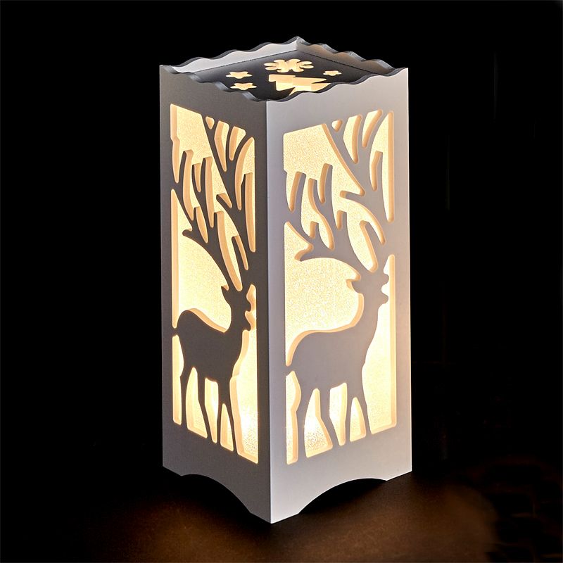 Plastic Table Lamp 10x10x23cm - Reindeer