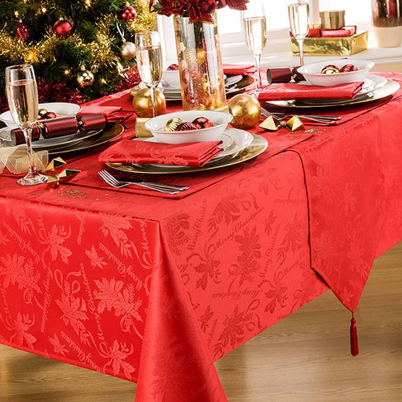 Tablecloth Red Garland 52 x 70 Inch