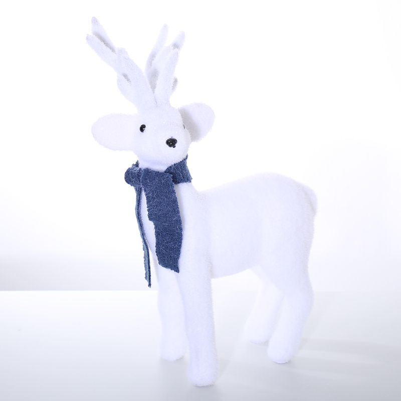 Foam Standing Deer With Blue Scarf Christmas Decoration