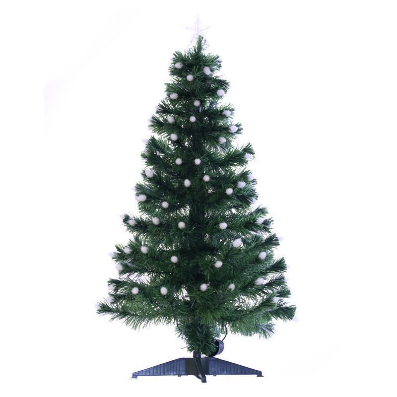 90cm (3 Foot) Green Spiky Ball Fibre Optic Christmas Tree