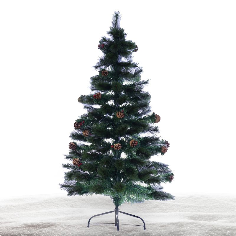 120cm (4 Foot) Green Cone & Berries Fibre Optic Christmas Tree