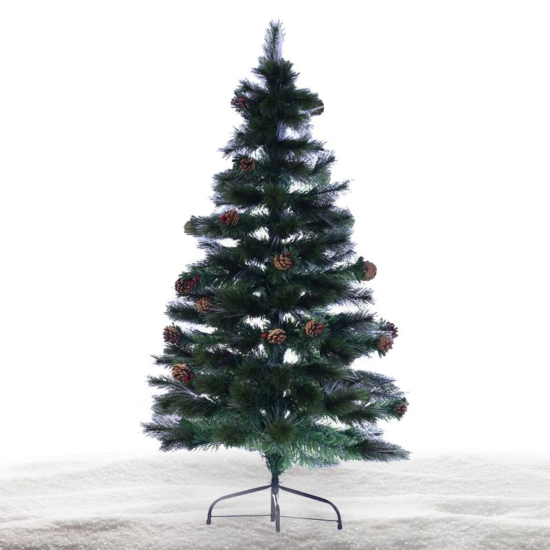 150cm (5 Foot) Green Cone & Berries Fibre Optic Christmas Tree
