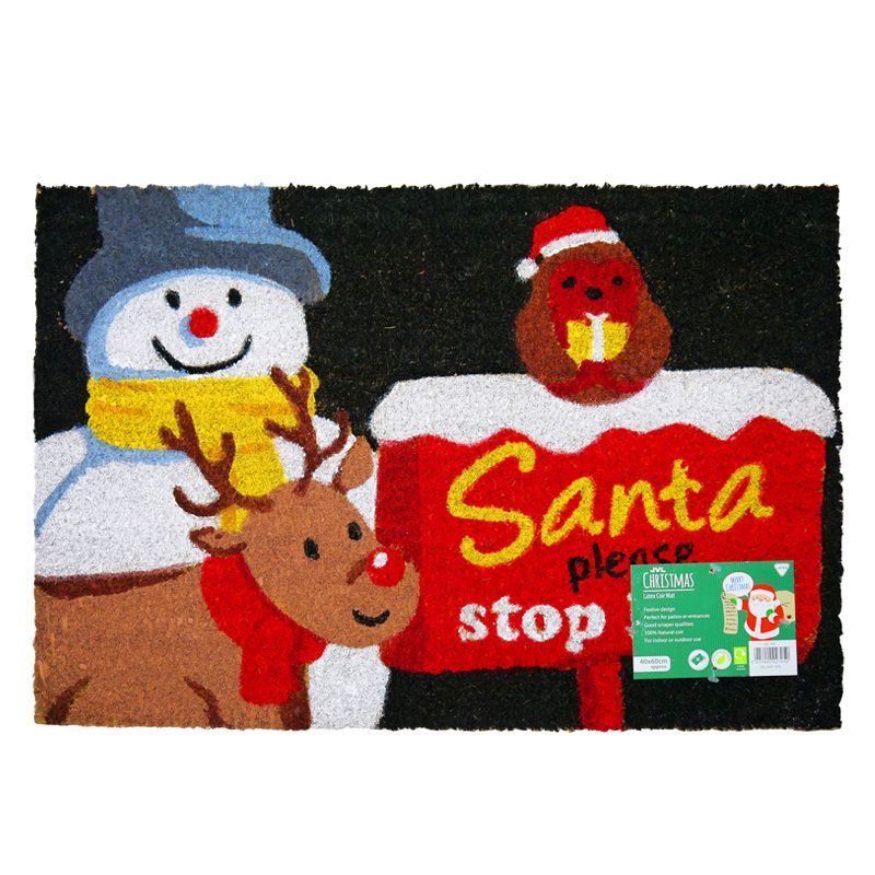 JVL Christmas Door Mat Santa Stop Here Rudolph 40 x 60cm