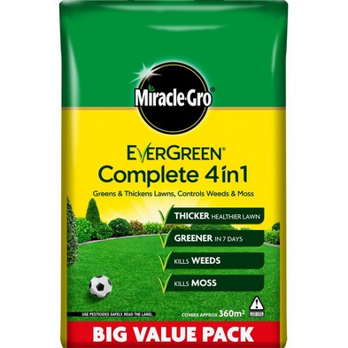 See more information about the Miracle Gro 12.6kg 4-in-1 Lawn Feed Complete - 360 Square Metres Coverage