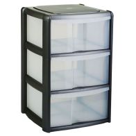 See more information about the Plastic Storage Unit 3 Drawers 99 Litres Large - Clear & Black by Premier