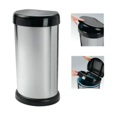See more information about the Plastic Bin Touch Button Lid 42 Litres - Silver & Black by Moda