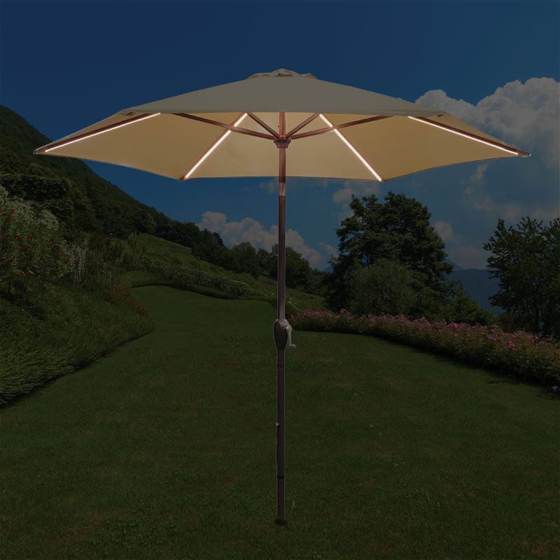 Croft Tadlow 2.7M Beige Garden Crank Parasol With Dimmable LED Lights