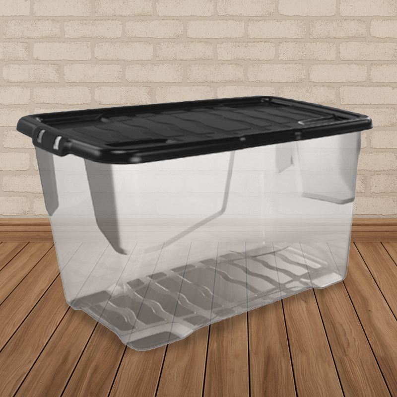 Clear Stacking Box Black Lid, Storage Box With Lid Large