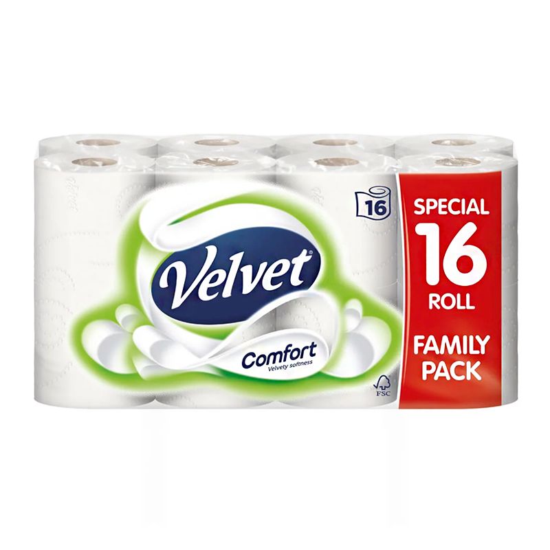 Velvet Comfort Toilet Rolls 16 Pack