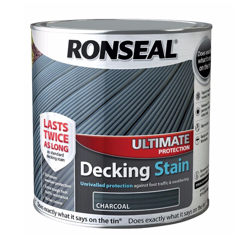 Ronseal Decking Stain Charcoal Ultimate Protection 2 Litre & 25%