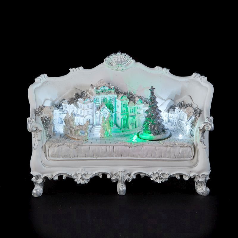 Christmas Scene Long Bench Seat With Led Lights