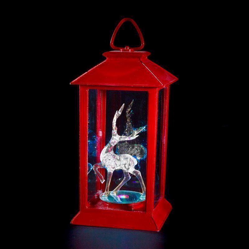 Red LED Lantern With Deer