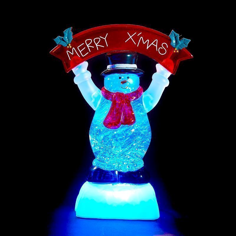 LED Multicolour Indoor Animated Snowman Decoratiive Light Battery 25cm