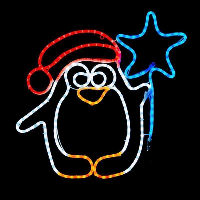 Penguin with A Flashing Star Rope Light 71x71cm