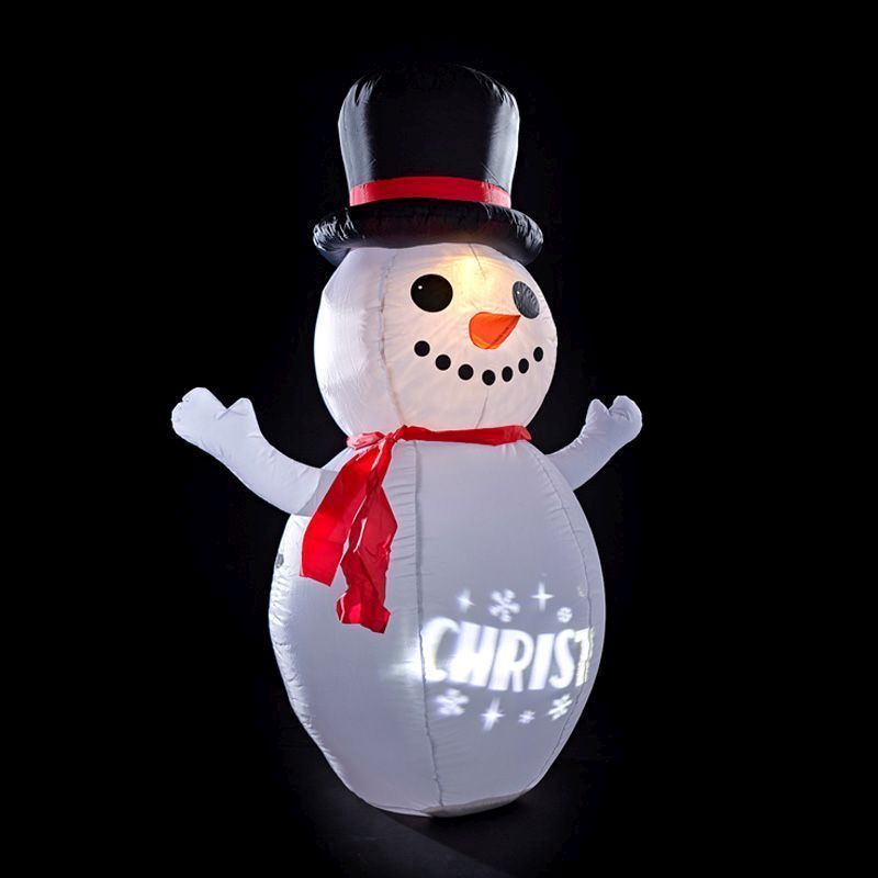 6 Foot Picture Light Show Inflatable Snowman