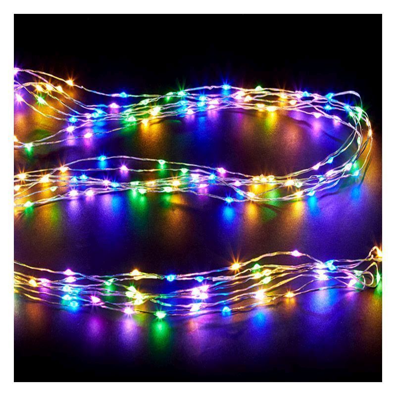 200 LED Multicolour Indoor Neon Fairy Light Chain Mains 10m