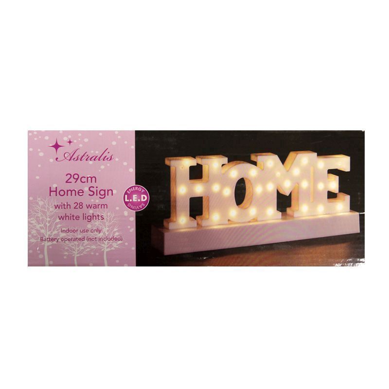 28 LED Warm White Indoor HOME Sign Light Decoartion Battery 29x12cm