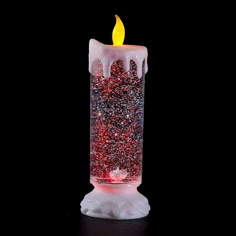 LED Multicolour Indoor Animated Candle Glitter Ornament 24cm