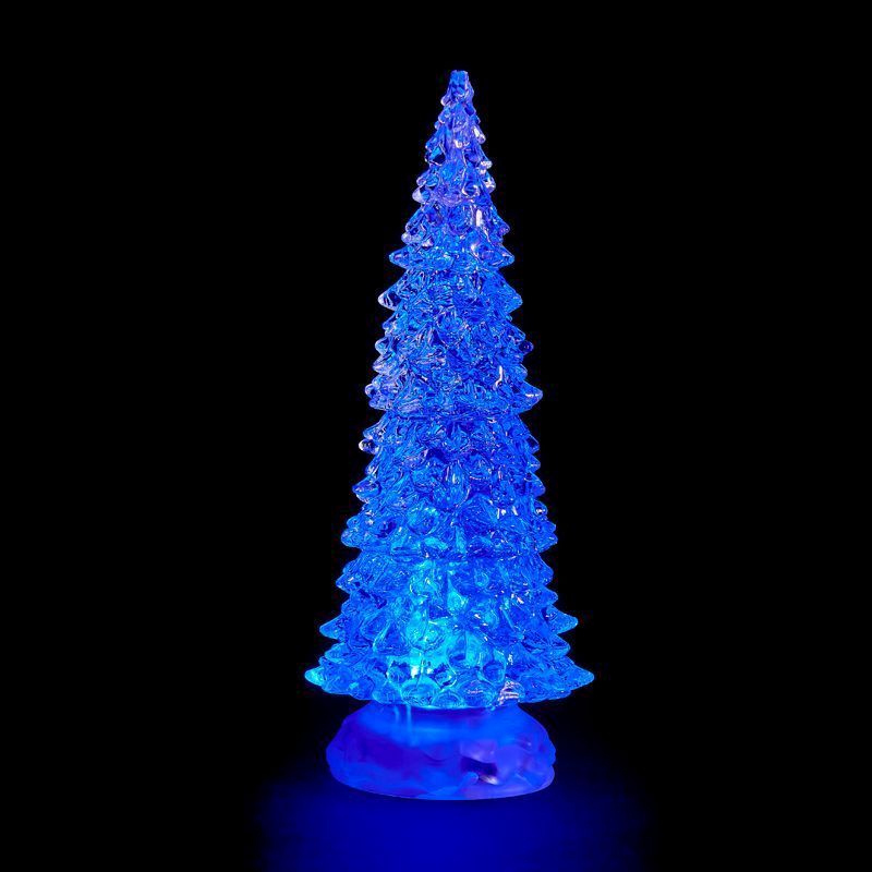 LED Multicolour Indoor Animated Glitter Tree Ornament Battery 27cm