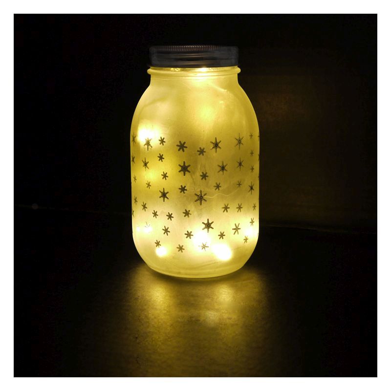 10 LED Indoor Frosty Light Glass Copper Jar