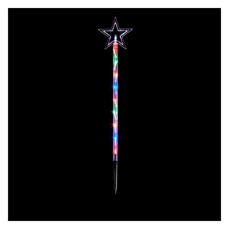 LED Multicolour Outdoor Static 4 Pack Star Garden Stick Lights Mains
