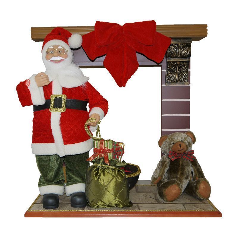 70cm Fireplace With Moving Santa
