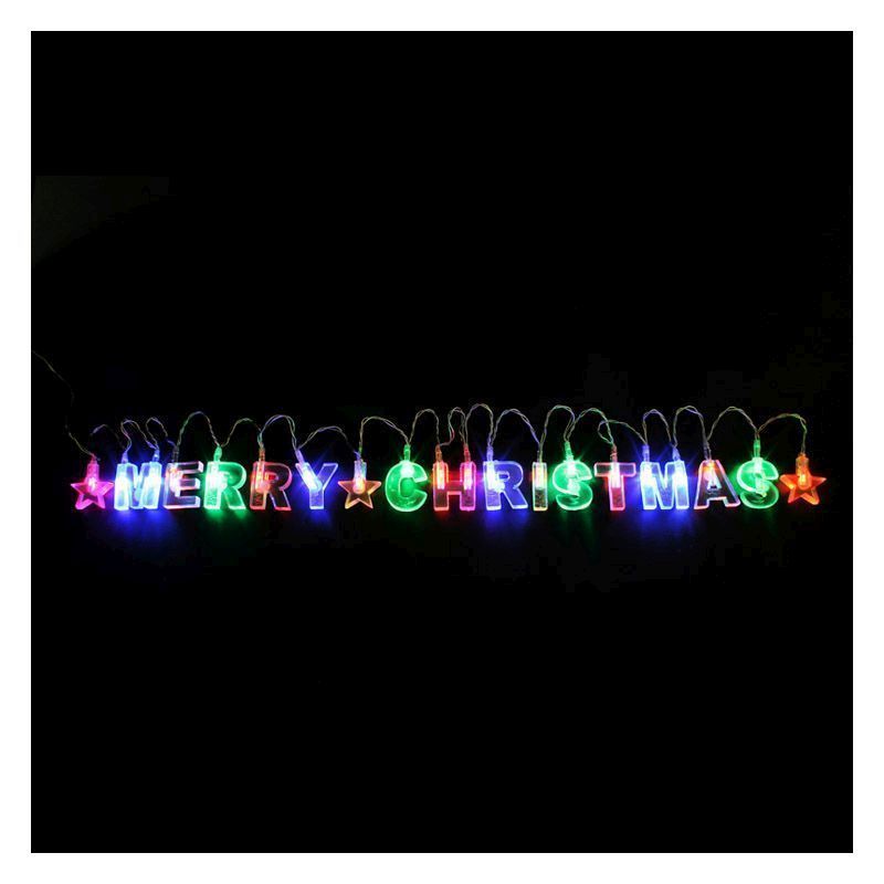 14 Light Multicolour Indoor Merry Christmas Light Chain Battery 98cm