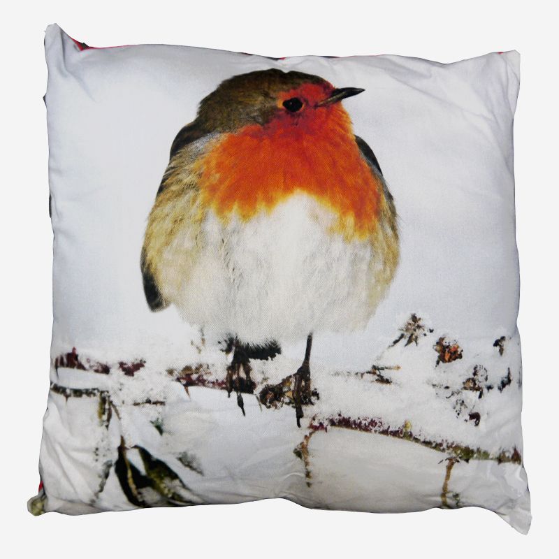 Christmas Print Cushion Robin