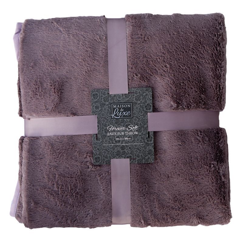 Maison De Luxe 130x180cm Faux Fur Throw Purple