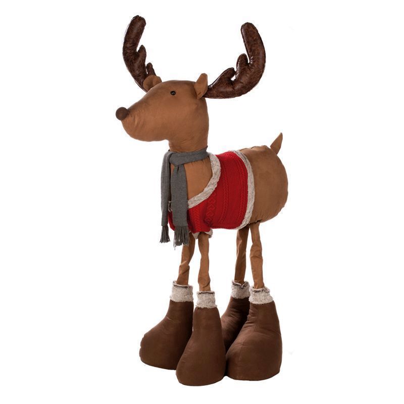 170cm Standing Grey Fur Trim Reindeer - Buy Online at QD Stores