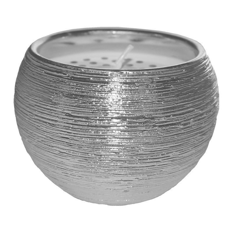 Silver Ceramic Bowl Candle Vanilla Scent