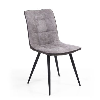 Pair Of Contemporary Panel Back Dining Chairs Grey Dark Grey Rear