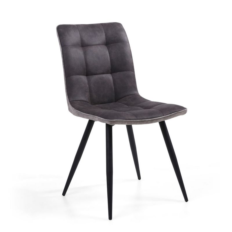 Pair of Contemporary Panel Back Dining Chairs Dark Grey - Grey Rear
