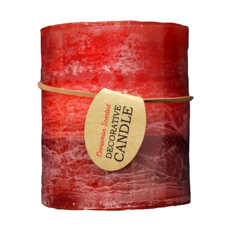 Multi Colour Pillar Candle (9cm x 10cm) - Cinnamon Scented 