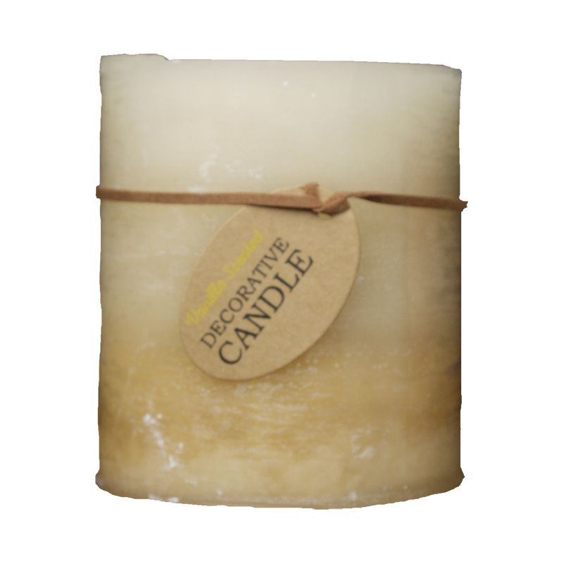 Multi Colour Pillar Candle (9cm x 10cm) - Vanilla Scented